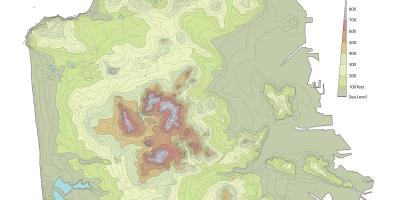 சான் பிரான்சிஸ்கோ topographic வரைபடம்