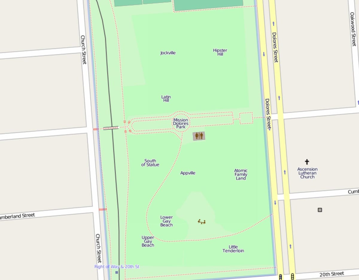 வரைபடம் டோலோரஸ் பார்க் சான் பிரான்சிஸ்கோ