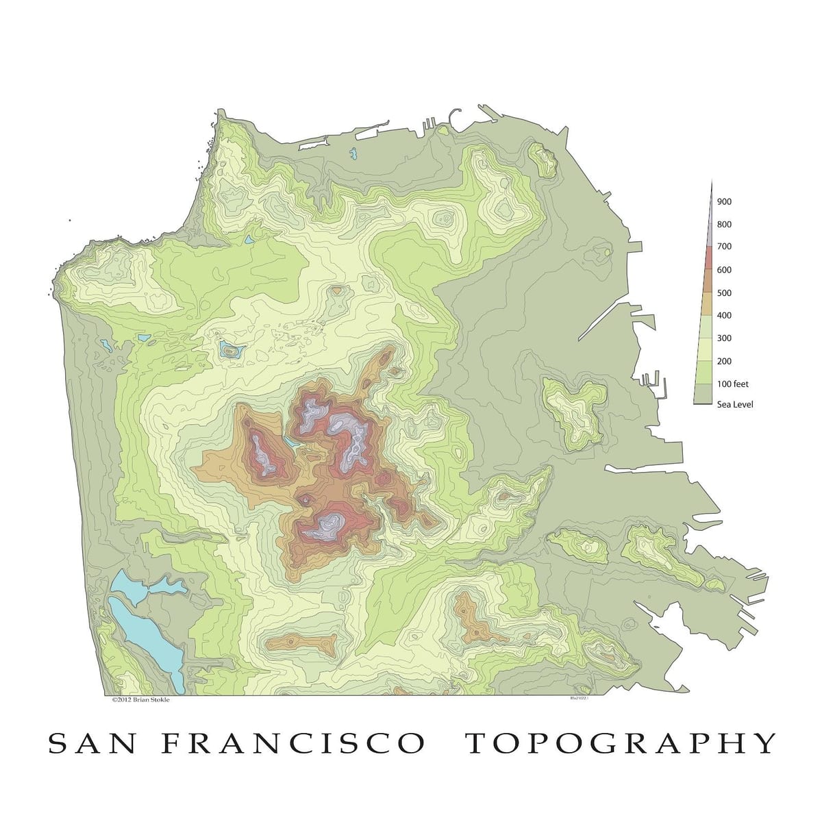 சான் பிரான்சிஸ்கோ topographic வரைபடம்