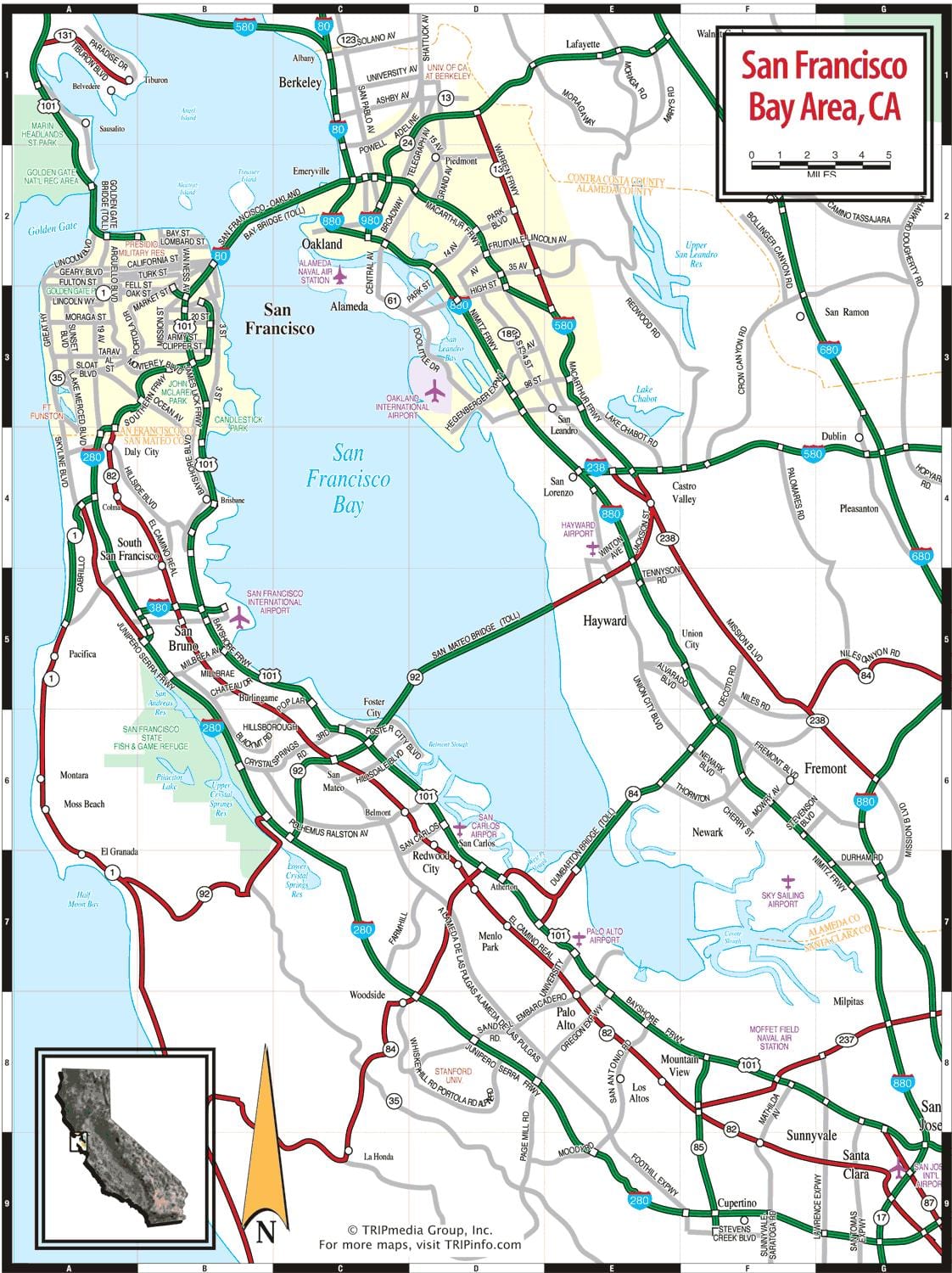 வரைபடம் சான் பிரான்சிஸ்கோ விரிகுடா பகுதி