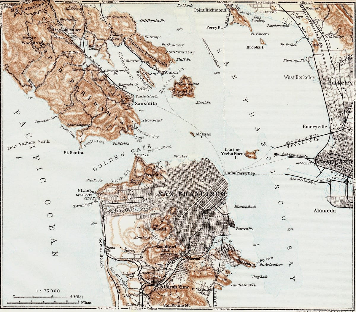 வரைபடம் விண்டேஜ் சான் பிரான்சிஸ்கோ 