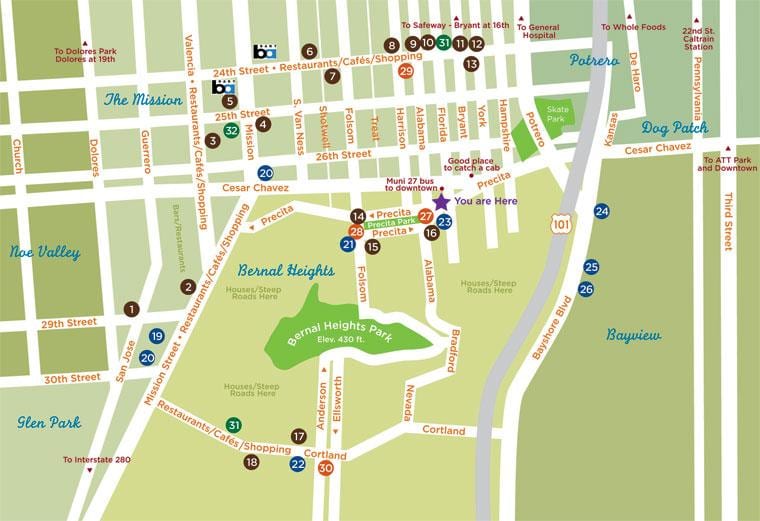 வரைபடம் bernal heights சான் பிரான்சிஸ்கோ