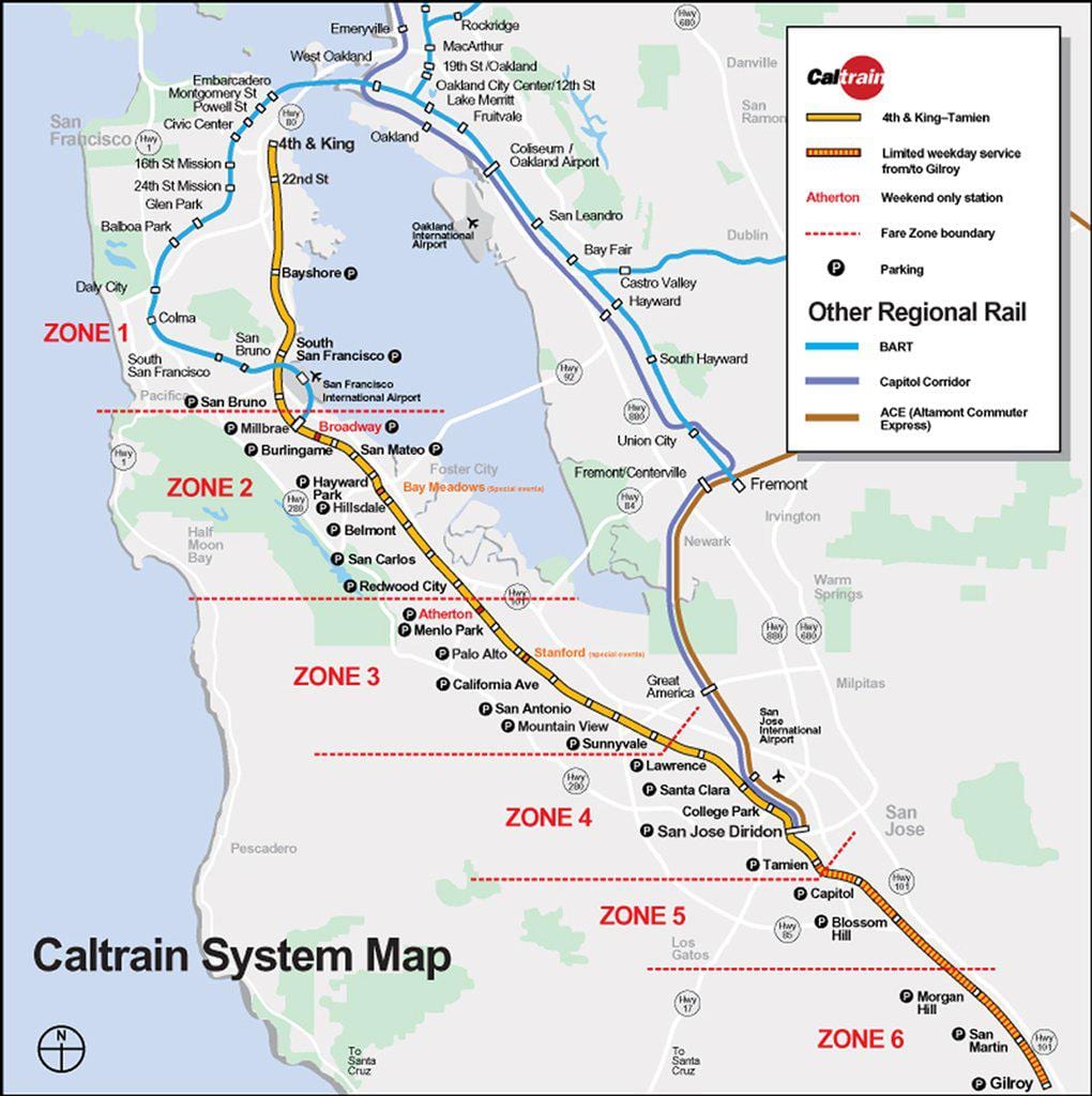 caltrain பாதை வரைபடம்