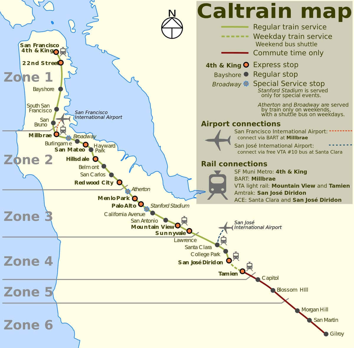 சான் பிரான்சிஸ்கோ caltrain வரைபடம்