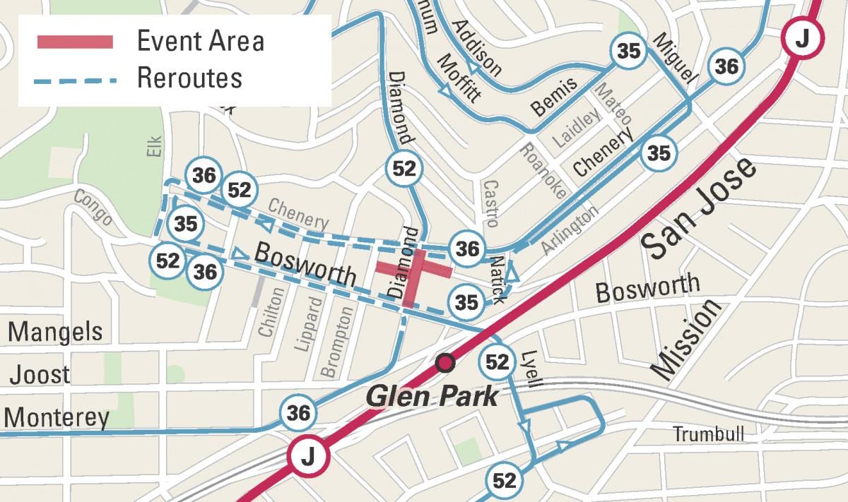 வரைபடம் glen park சான் பிரான்சிஸ்கோ