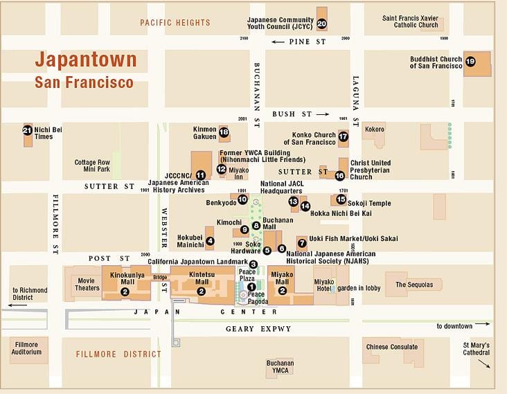 வரைபடம் japantown சான் பிரான்சிஸ்கோ
