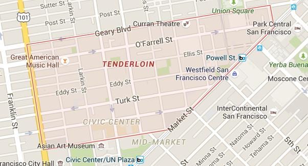 tenderloin சான் பிரான்சிஸ்கோ வரைபடம்
