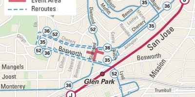 வரைபடம் glen park சான் பிரான்சிஸ்கோ