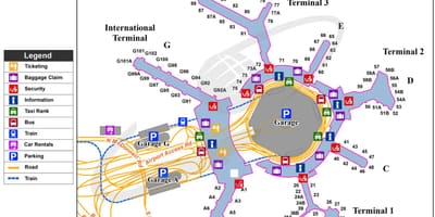 SFO சர்வதேச வருகை வரைபடம்