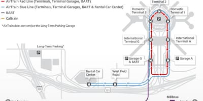 வரைபடம் SFO airtrain